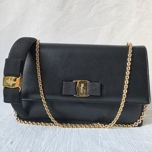 Auth Salvatore Ferragamo Vara Bow Crossbody Bag And Headband Bundle